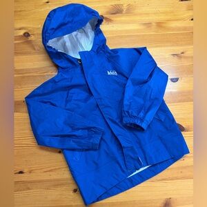 REI Co-op Jacket Boys 2T Blue Hooded Rain Coat Lightweight Lined Hiking Outdoor
